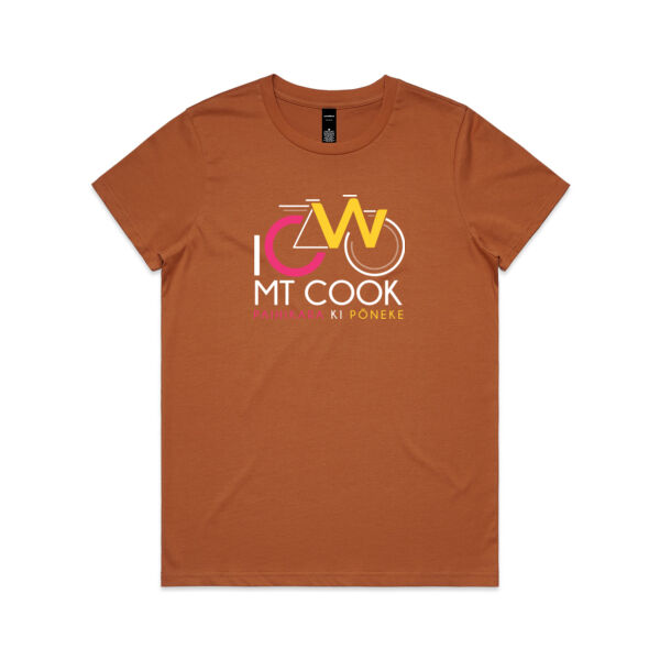 I Cycle Mt Cook - Womens Maple Tee Thumbnail