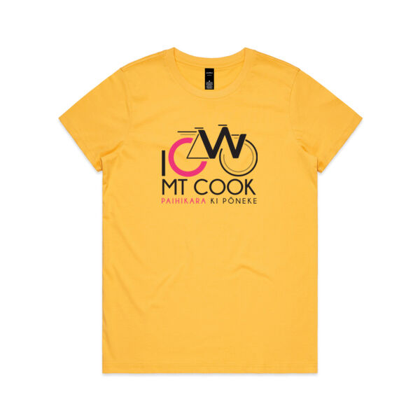 I Cycle Mt Cook - Womens Maple Tee Thumbnail